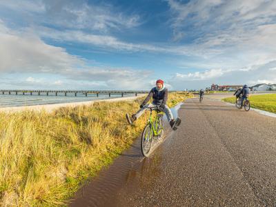 Cyclists on the baltic sea