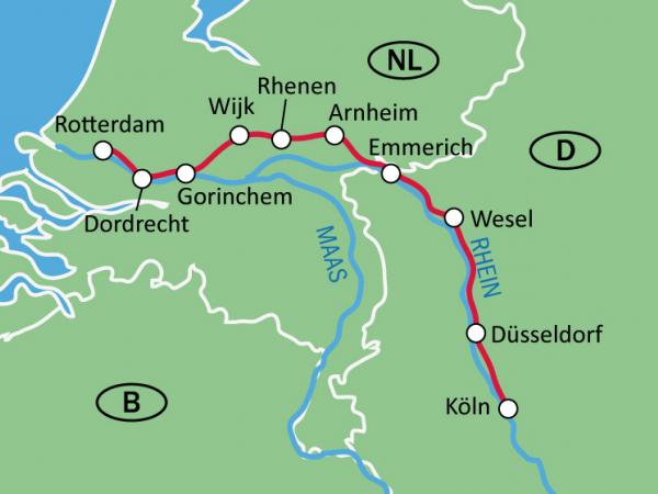 Tour Map Lower Rhine by Bike + Boat