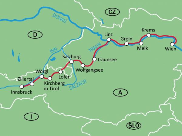 map Innsbruck - Vienna