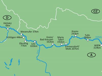 map Danube Cycle Path à la Carte / Passau - Vienna - Category A