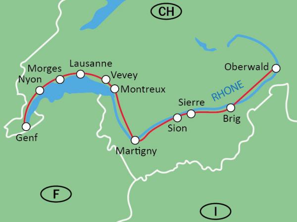 map Swiss Rhône Cycle path