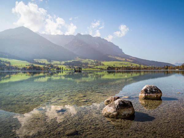 Lake Walchsee with mountain views