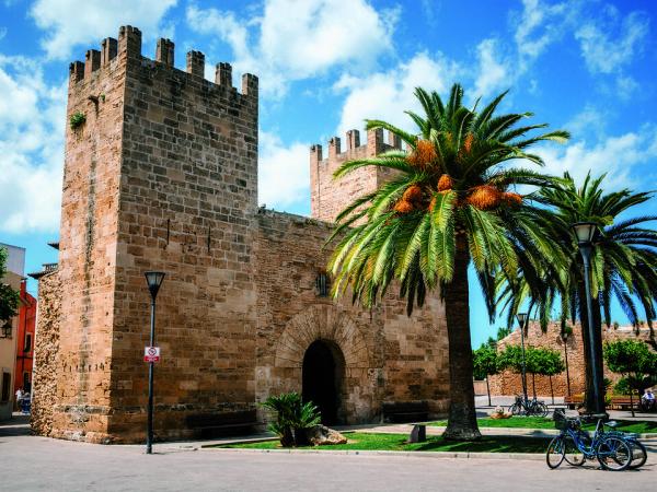 Gate of the ancient wall of the historical city Alcudia