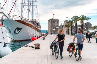 Cyclists in Trogir