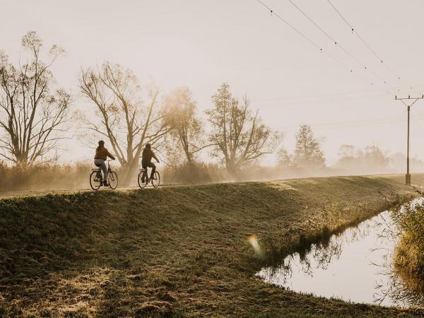 Cycling in the eving sun in Spreewald