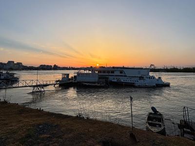 Ship at sunset