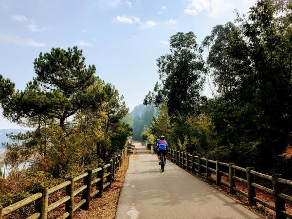 Cyclists on the coast bike path