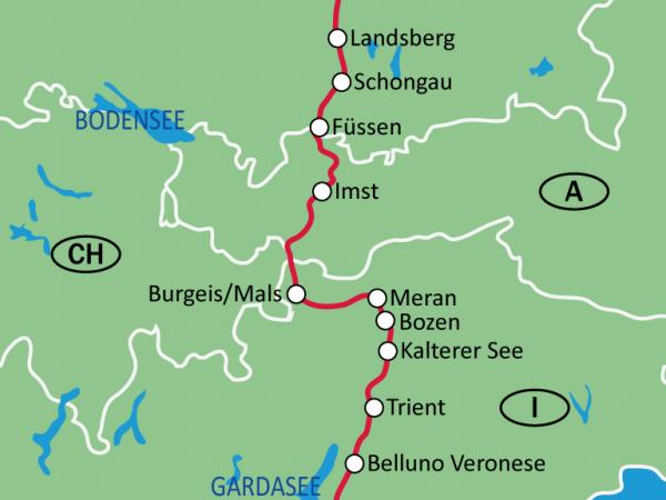 Tourmap Augsburg - Bolzano