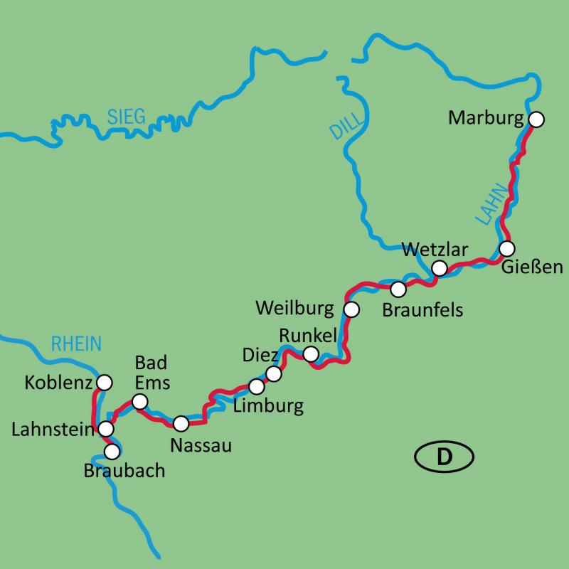 Tour Map Lahn valley