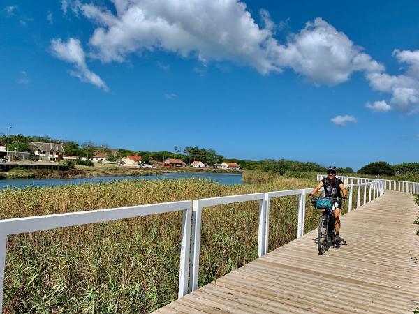 Cyclist on the coast