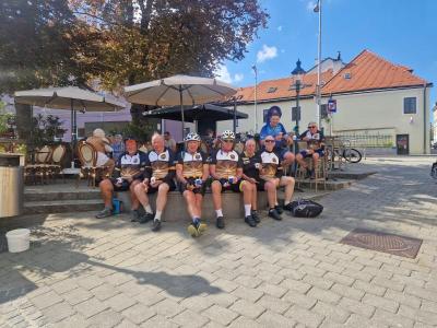 Danube cyclists having a rest