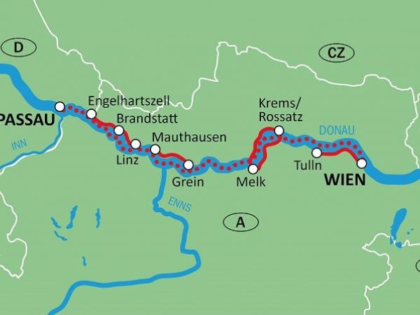 Map Danube Impressions by bike & boat