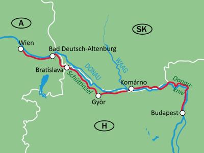 map Danube Cycle Path 3-Country-Tour 