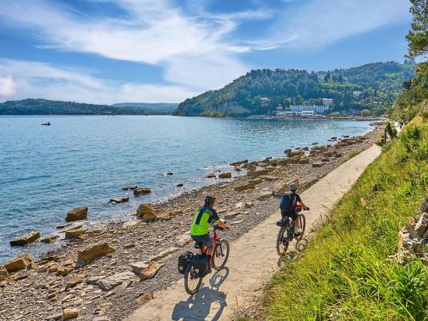 Cyclists along the coast close to Koper