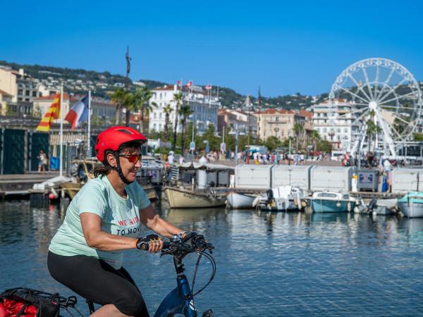 Cyclist at Cannes Harbour
