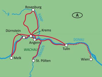 map Wachau - 3 rivers - Centre-Based Tour