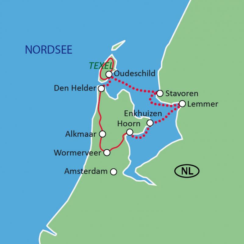 map Northern Holland by bike + boat Serena