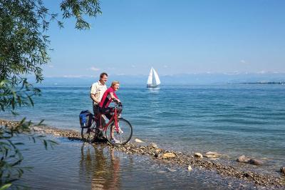 Cyclists at Lake Constance