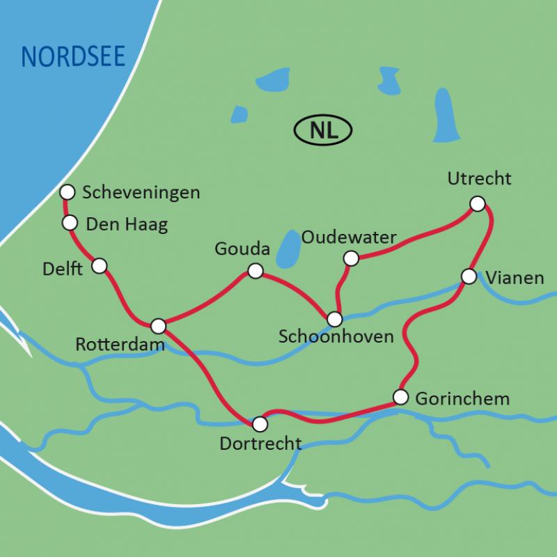map Southern Holland by bike and boat