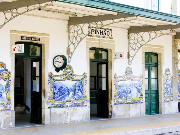 historic train station of Pinhao with blue ceramicss (Azulejos)