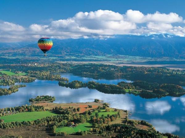 Hot air balloon above the lakes