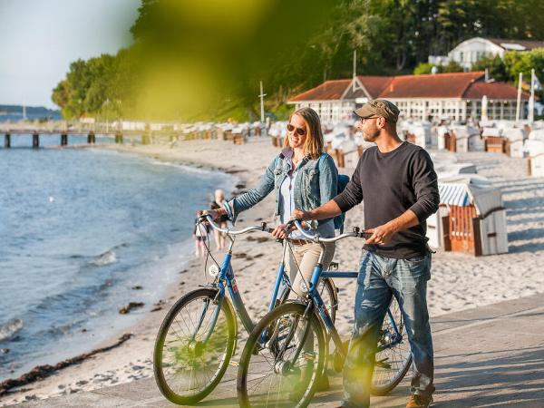 Baltic sea coast cyclists near Glcksburg