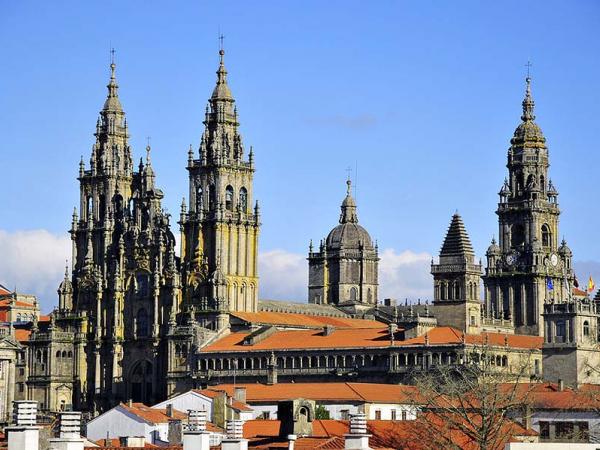 view to the cathedral of Santiago de Compostela