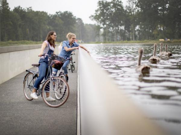 cycling through a pond