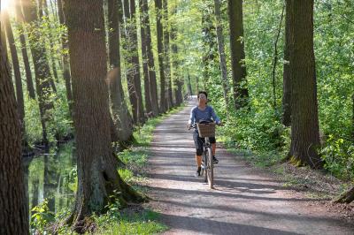 Cyclist on the Cucumber Cycle Path in the Spreewald
