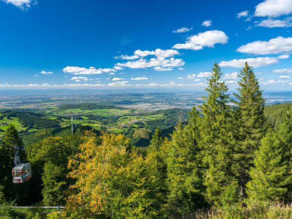 Schauinsland cable car with view over Freiburg