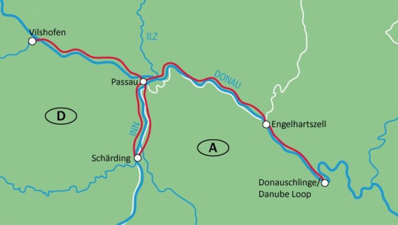 map 3 rivers tour around Passau home-based tour