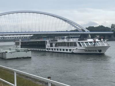 Cruise ship with bridge