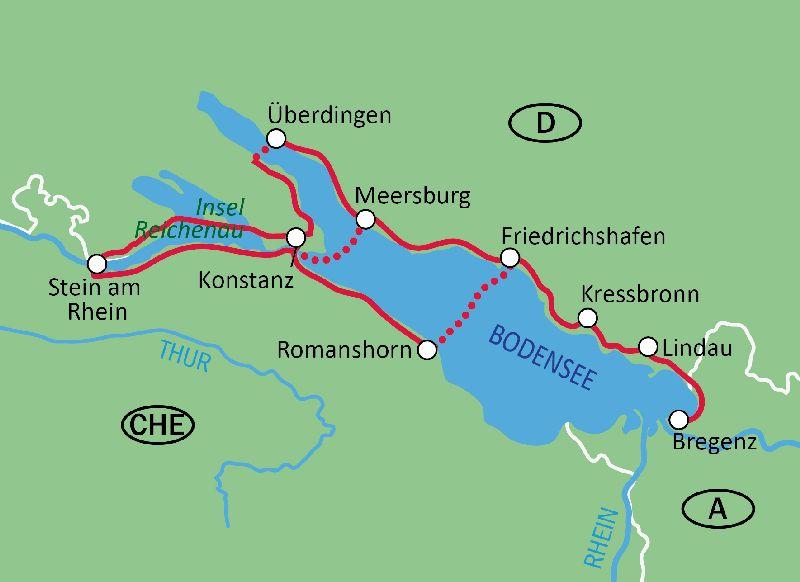 Map Lake Constance Bike Tour + Sailing