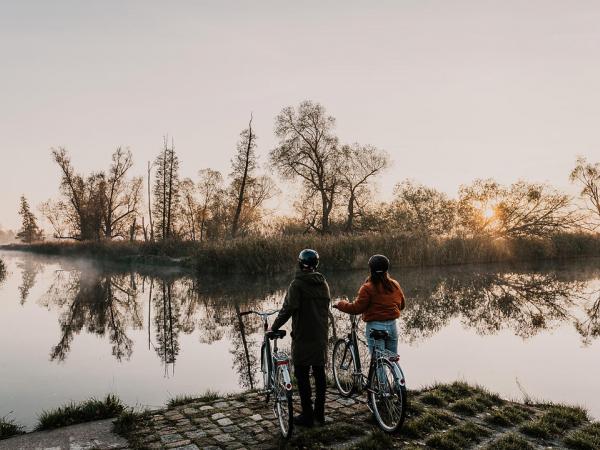 Cyclists enjoying the sunrise
