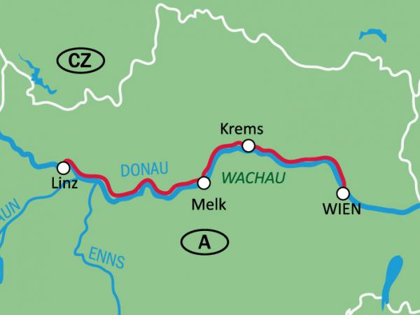 Map Danube Cycle Path Family bike tour Danube hits for kids