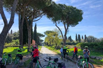 Cycling group along Via Appia Antica
