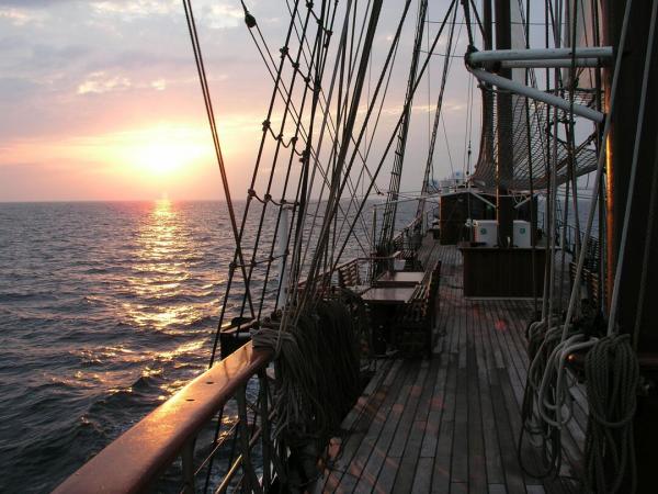 Sunset onboard the sailing boat Atlantis