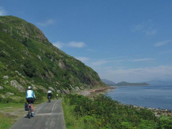Cyclists on the coastline