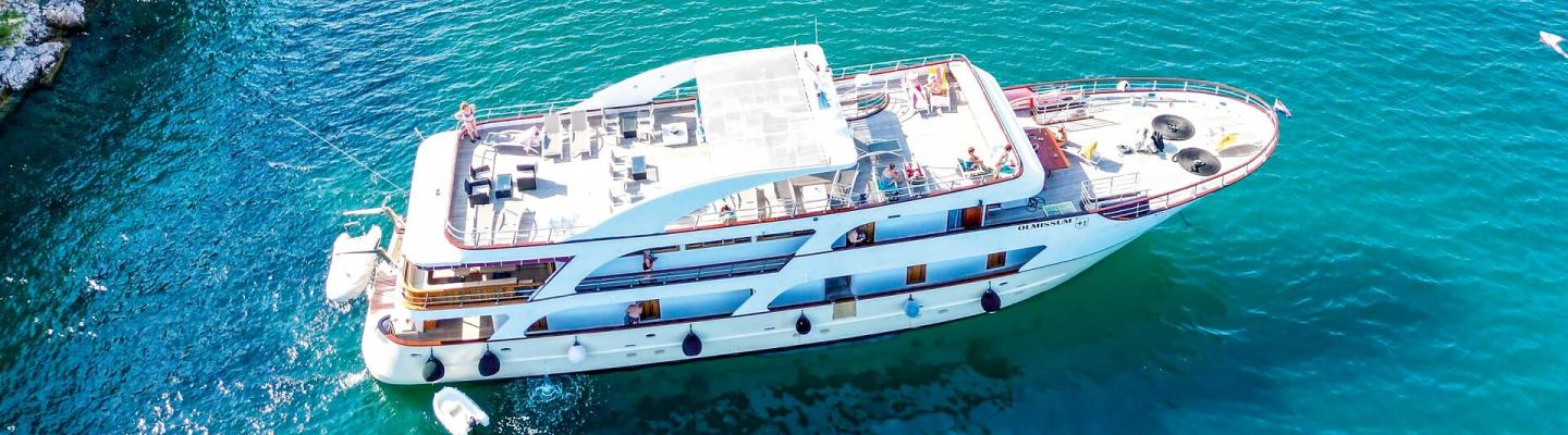 MS Olmissum in a bay