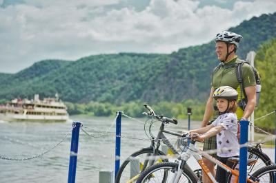 Family on the Danube Cycle Path