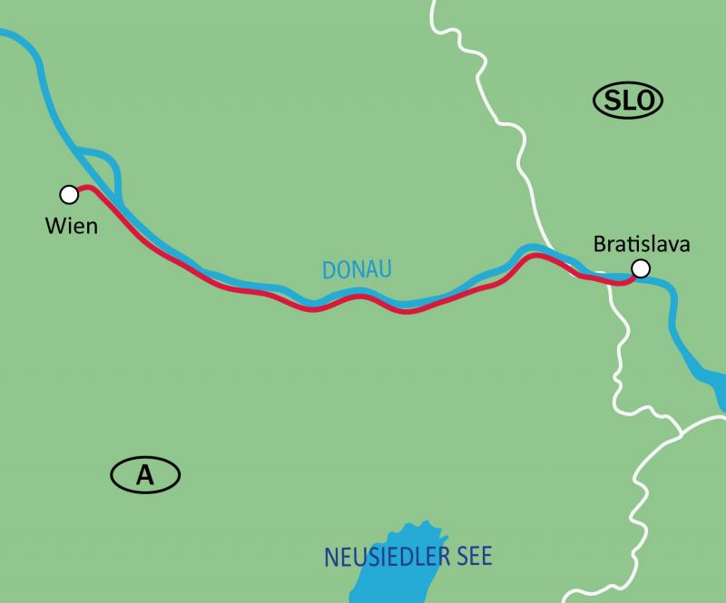 map Danube Cycle Path Vienna - Bratislava