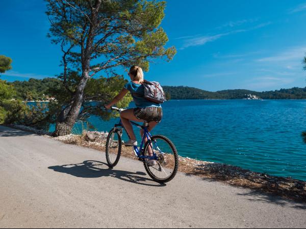 Cycling along the coast in Mljet National Park