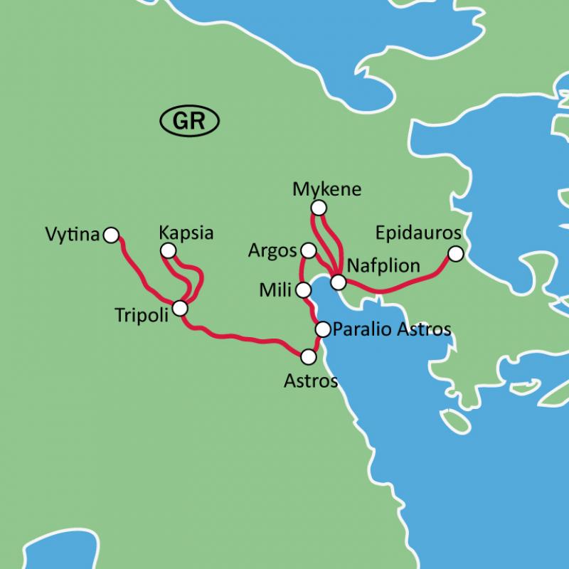 Karte Peloponnes