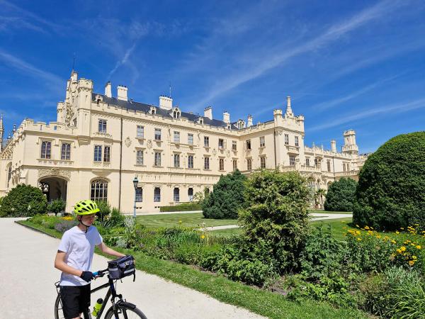 Lednice Castle with cyclist