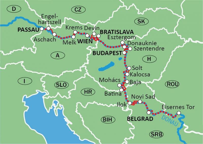 Karte Donaurerlebnis mit Rad & Schiff