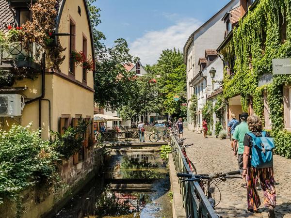 small rivers and streets in Freiburg