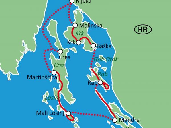 map Kvarner Bay by Bike + Boat 