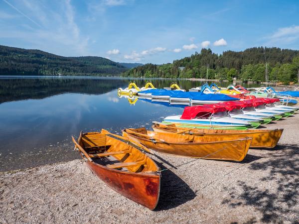 Boats on the shore of lake Titisee
