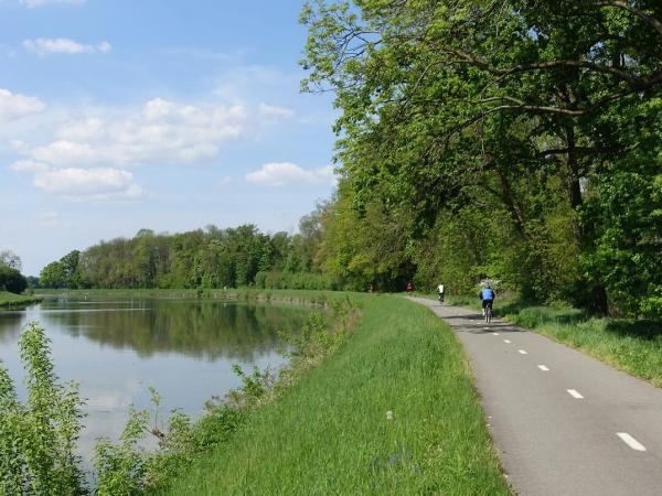 Cyclists along the river