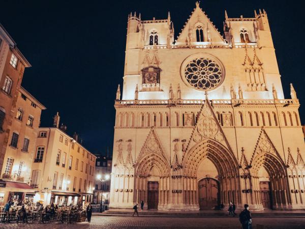 Cathedral Lyon at night